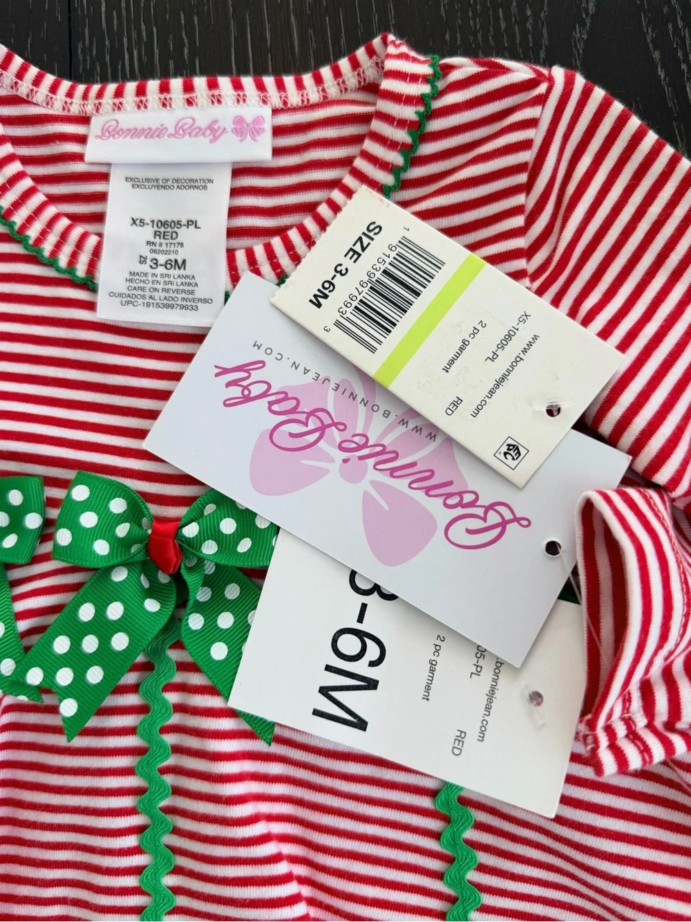 Bonnie Baby Red & White Striped Holiday Tunic with Red Leggings
